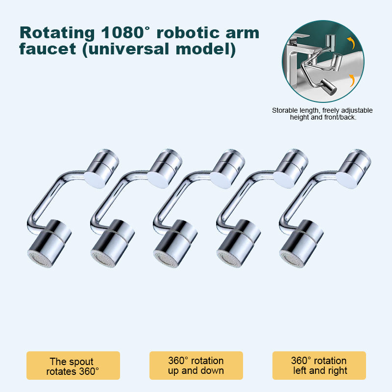 🏆Promoción de último día 49% de descuento🌟🌟Grifo de brazo robótico giratorio Thonesr® de 1080° (modelo universal)--✅La dirección y el caudal de agua se pueden ajustar libremente