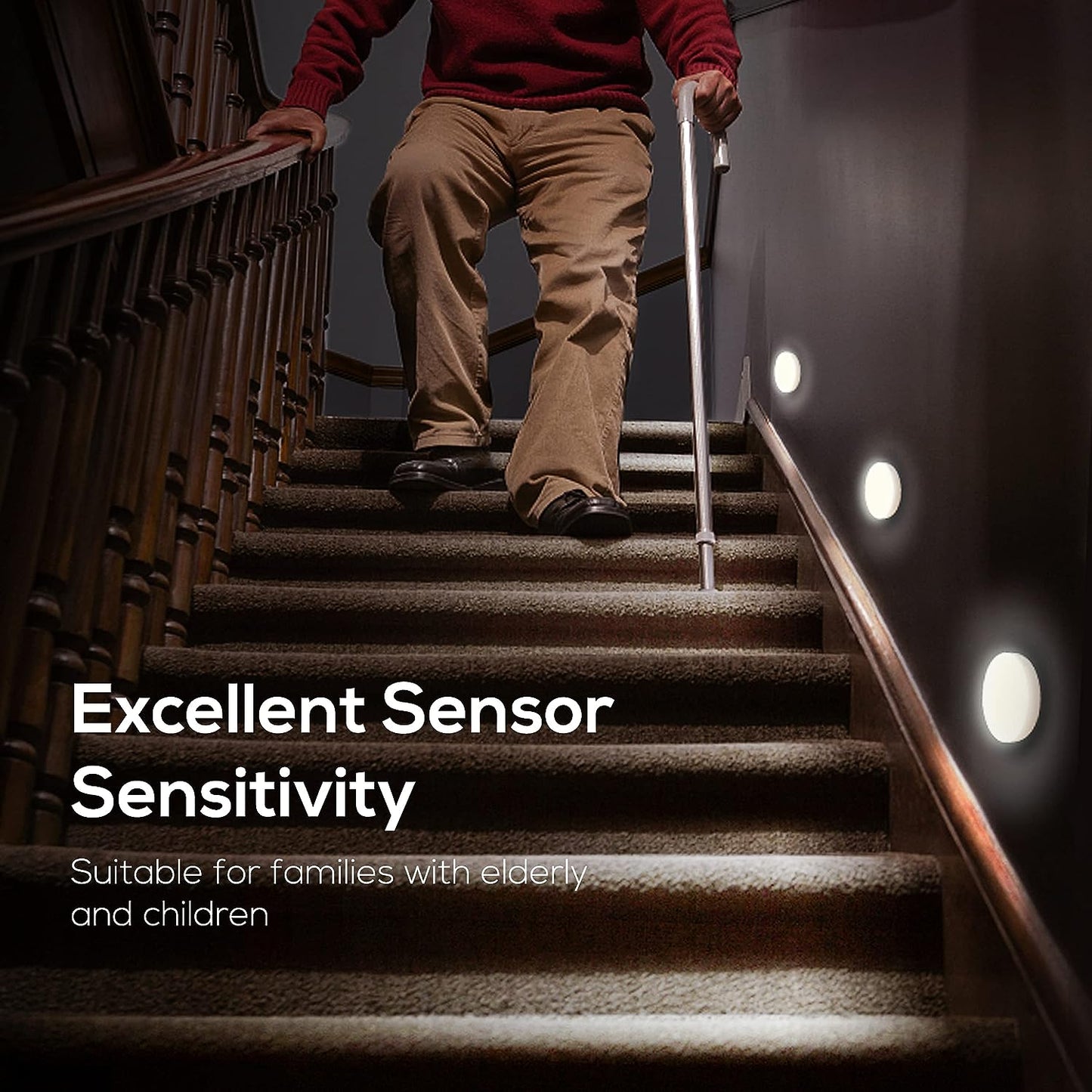Luces con sensor de movimiento Thonesr® [Iluminación inalámbrica activada por movimiento. Perfectas para pasillos, armarios y escaleras. Diseñadas para mayor comodidad y seguridad]