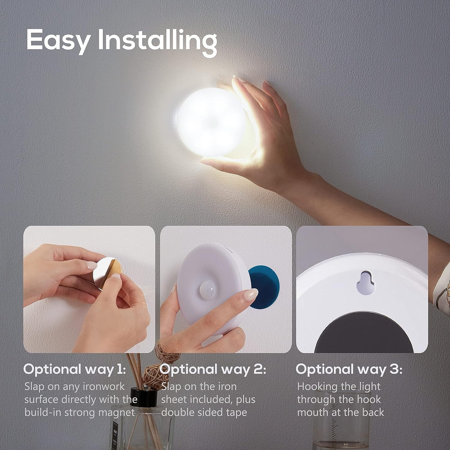 Luces con sensor de movimiento Thonesr® [Iluminación inalámbrica activada por movimiento. Perfectas para pasillos, armarios y escaleras. Diseñadas para mayor comodidad y seguridad]