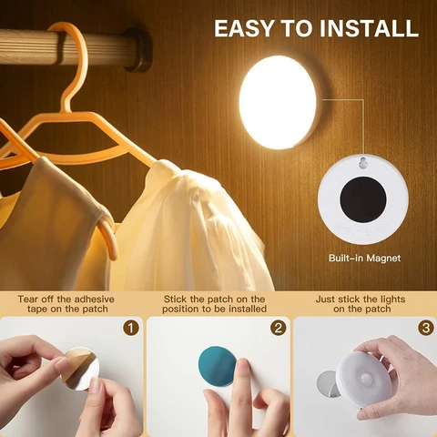 Luces con sensor de movimiento Thonesr® [Iluminación inalámbrica activada por movimiento. Perfectas para pasillos, armarios y escaleras. Diseñadas para mayor comodidad y seguridad]